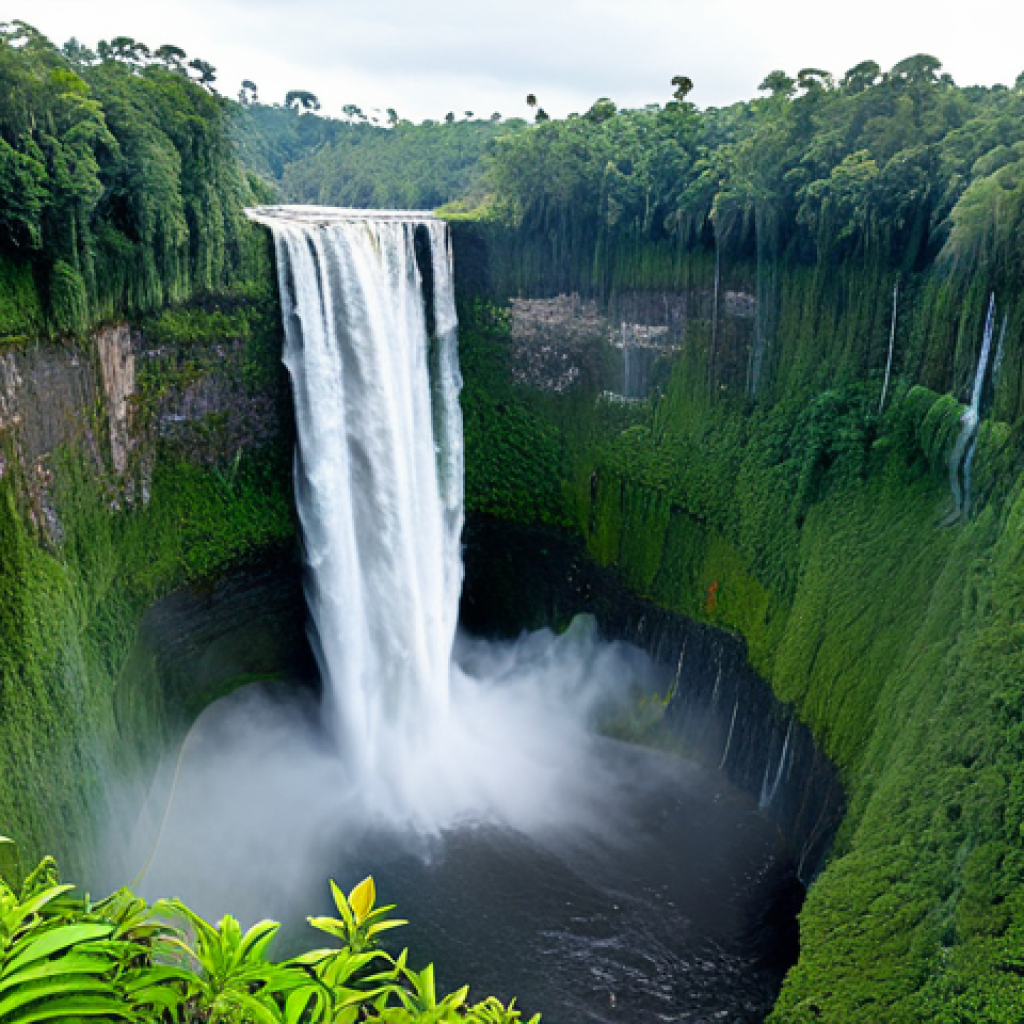 Majestic Kaieteur Falls**

"A breathtaking panoramic view of Kaieteur Falls, cascading powerfully amidst lush green rainforest, mist rising, fully clothed tourists observing from a safe viewing platform, safe for work, appropriate content, perfect anatomy (people), correct proportions, professional landscape photography, high quality, clear details, bright daylight, German travel magazine style, no visible trash or pollution, showcasing natural beauty, family-friendly, appropriate attire."

**