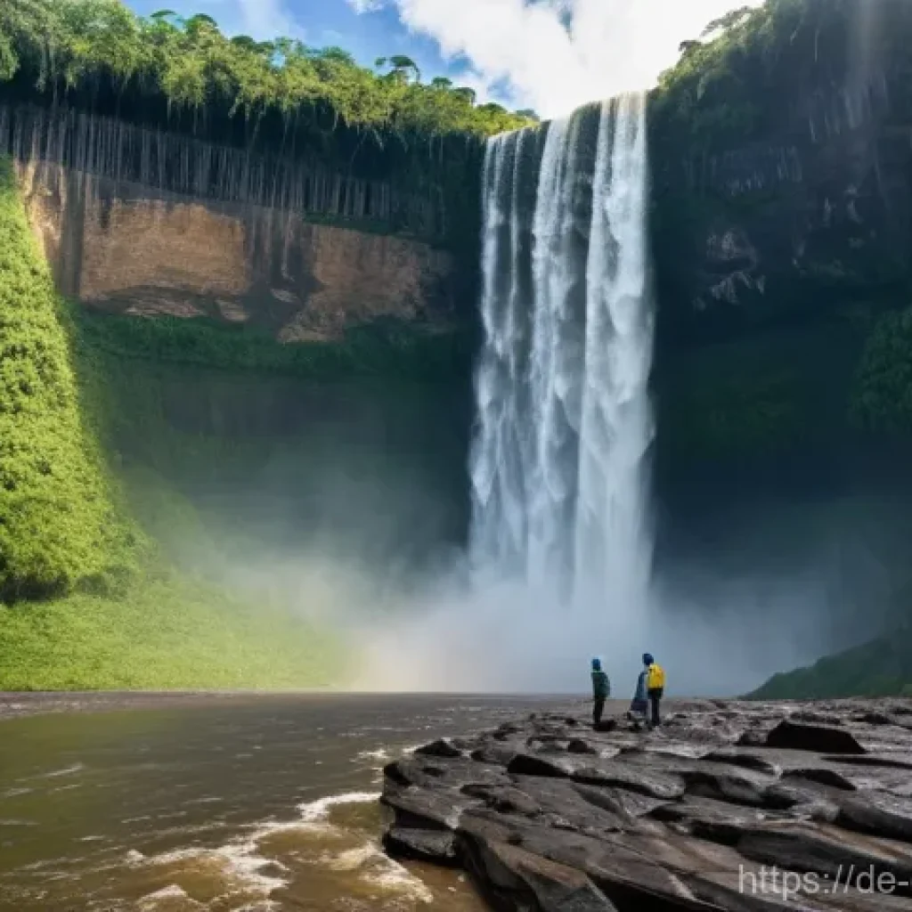 가이아나 기후 및 날씨 - **Prompt 1: Majestic Kaieteur Falls and Verdant Rainforest**
"A breathtaking wide shot of the Ka...